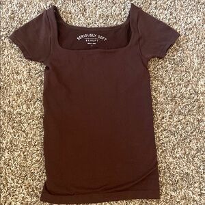 Aeropostale Brown Fitted Short Sleeve Tee
